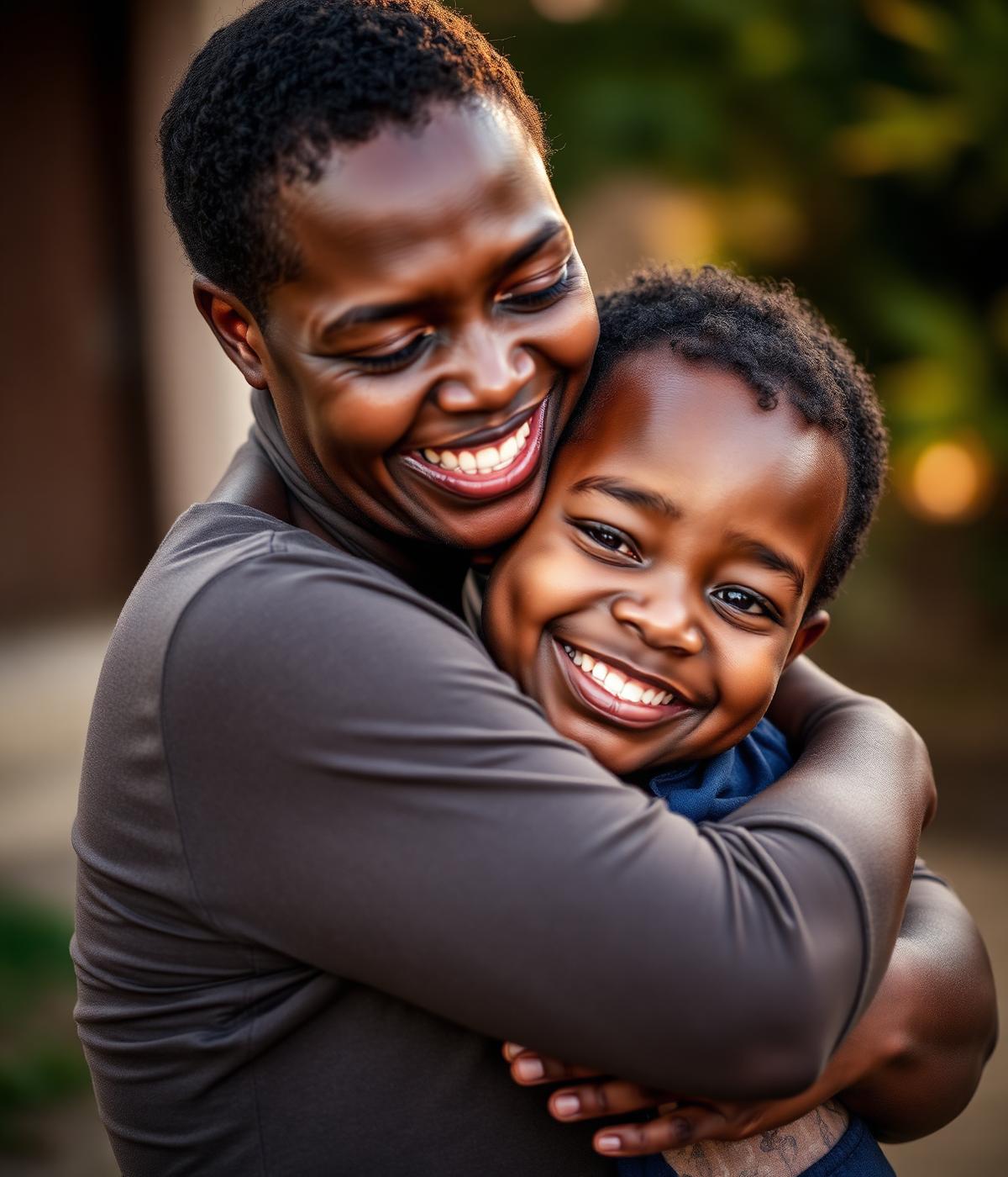 A Nigerian mother embracing her child